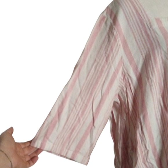 Cotton Traders Pink White Stripe Oversized Linen Blend Tunic Top Size‎ 20 - Picture 3 of 8